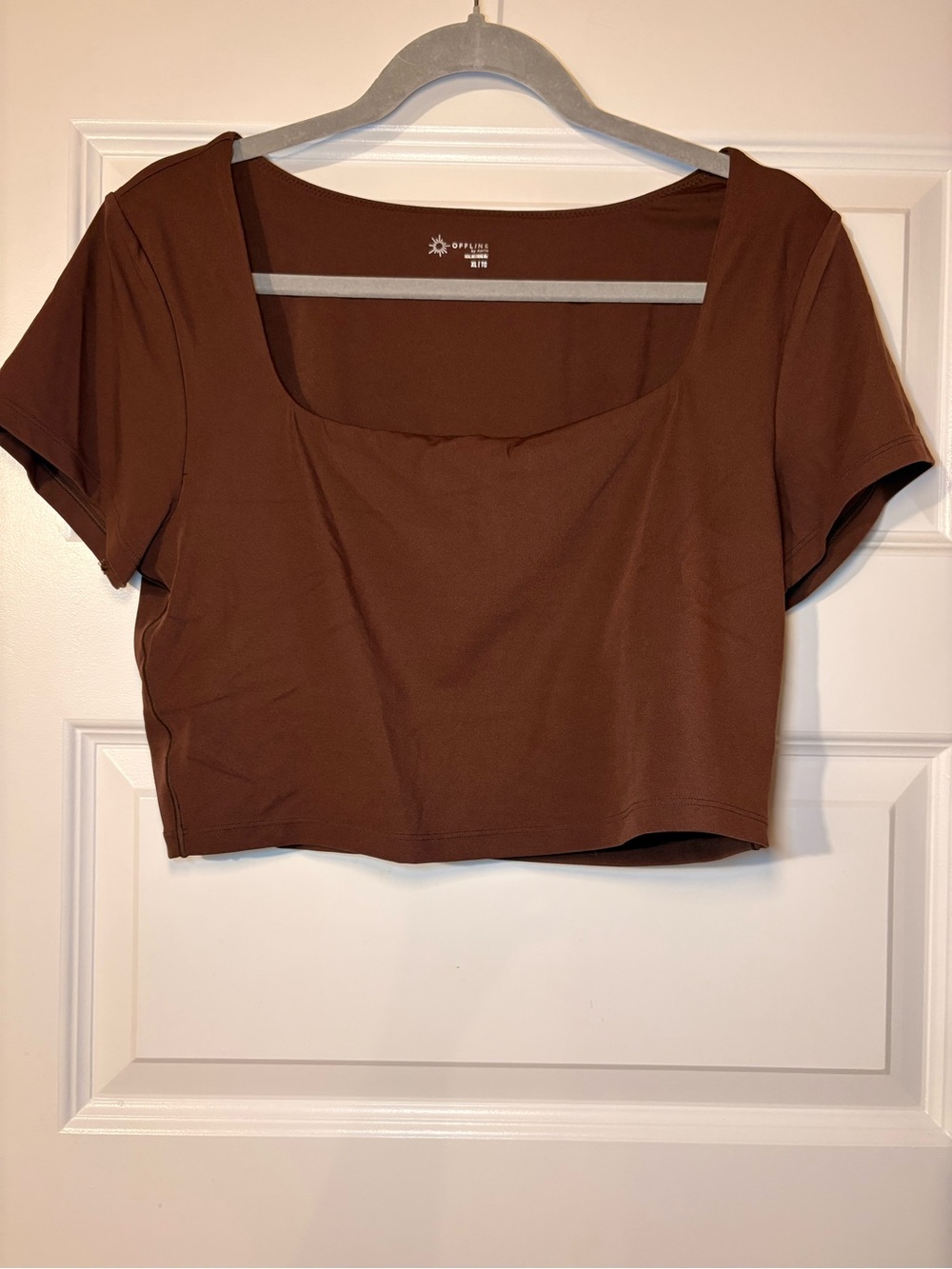 Offline (Arie) Brown Square-Neck Crop Top